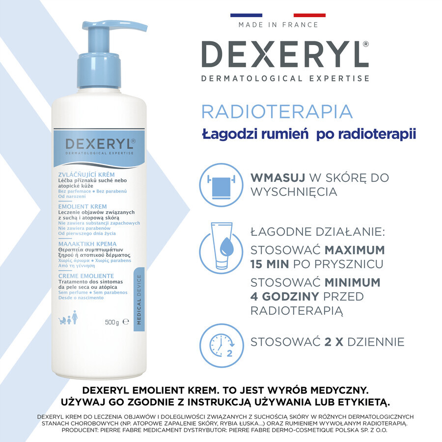 Dexeryl, verzachtende crème voor de droge huid, 500 g