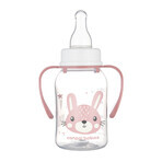 Canpol Babies, schlanke Flasche mit Griff, Cute Animals, 11/823, rosa, ab 3 Monaten, 120 ml