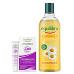 Equilibra Vitaminica set, crème lissante pour les yeux, 15 ml + Camomila, shampooing éclaircissant à la camomille, 300 ml