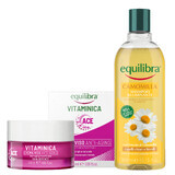 Equilibra Vitaminica set, antiverouderende gezichtscrème, 75 ml + Camomila, verhelderende kamille shampoo, 300 ml