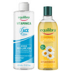 Set Equilibra Vitaminica, acqua micellare illuminante, 400 ml + Camomila, shampoo illuminante alla camomilla, 300 ml