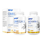 Set SFD Vitamine C 1000, 90 comprimés + Oméga 3 Fort, 90 gélules