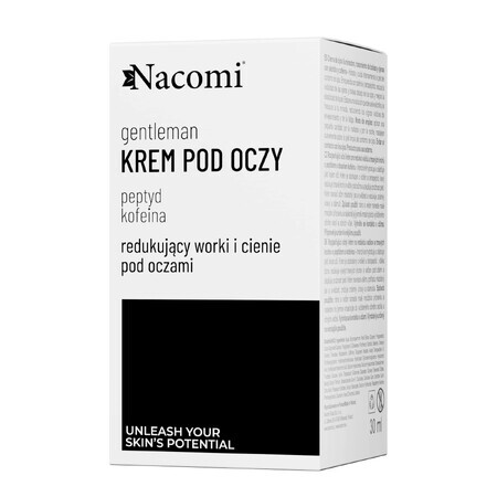 Nacomi Gentelman, cremă de ochi iluminatoare pentru eliminarea pungilor și a cearcănelor cu peptide și cafeină, 30 ml