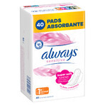 Always Sensitive, serviettes hygiéniques avec ailettes, taille 1, Normal, 40 pièces