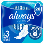 Always Ultra Winged Sanitary Napkins, Size 3, Day & Night, 28 Count