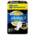 Always Ultra Winged Sanitary Napkins, Size 5, Secure Night Extra, 20 Count