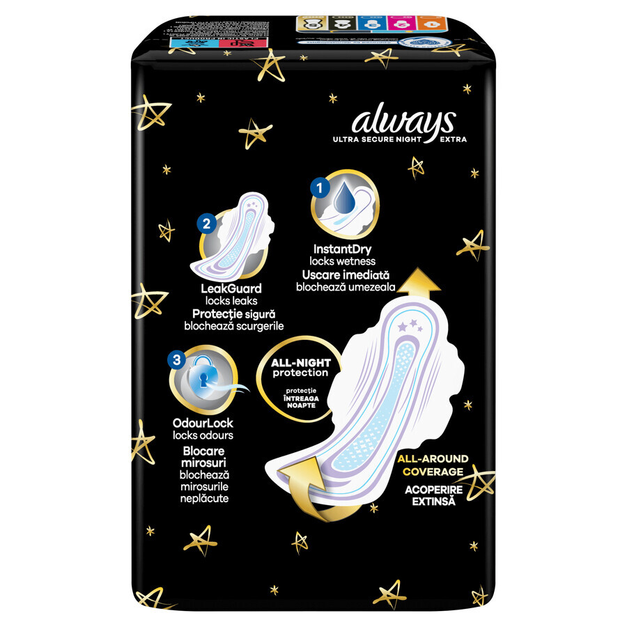 Always Ultra Winged Sanitary Napkins, Size 5, Secure Night Extra, 20 Count