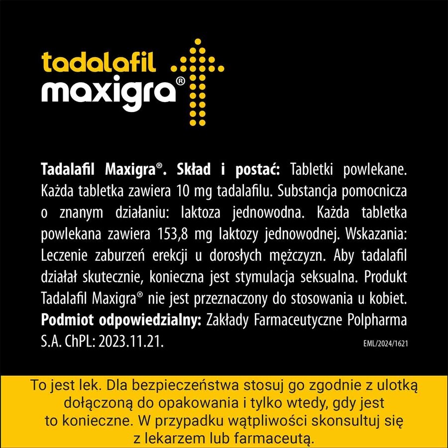 Tadalafil Maxigra 10 mg, 4 tabletten