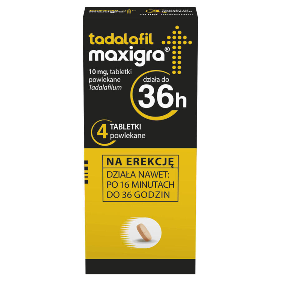 Tadalafil Maxigra 10 mg, 4 tabletten