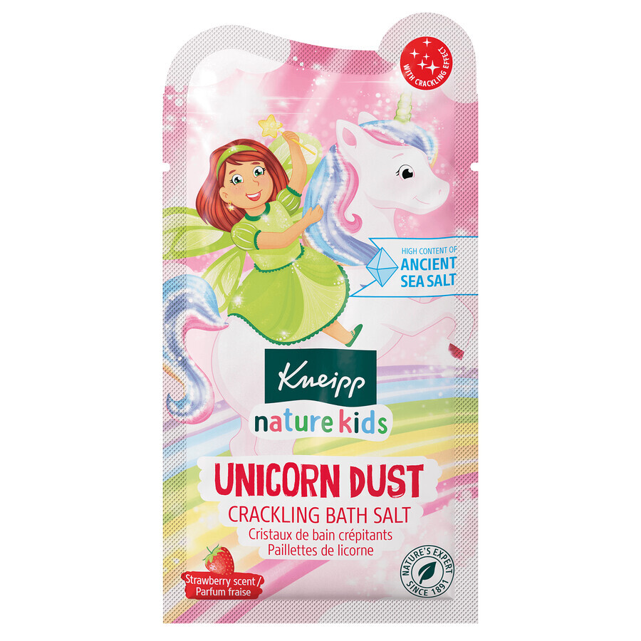 Kneipp Nature Kids Unicorn Dust, cristales de sal de baño para niños, fresa, 60 g