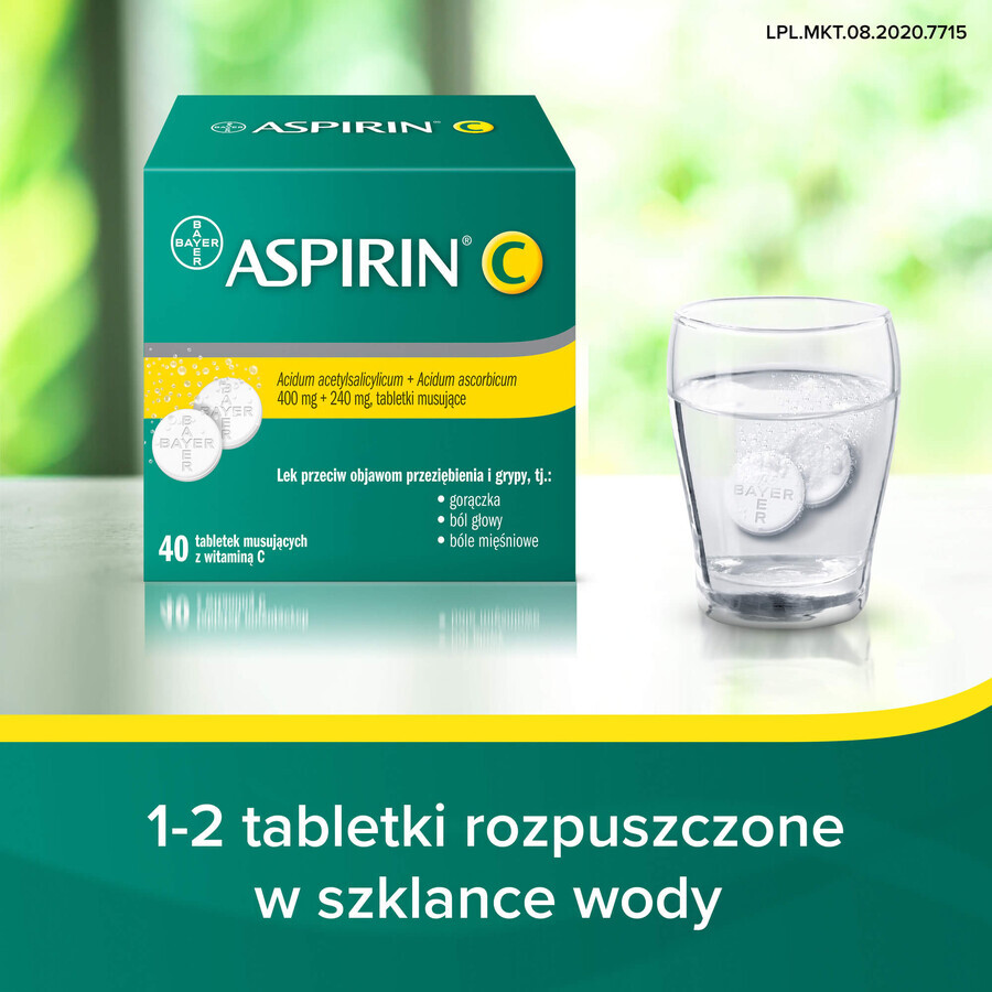 Aspirina C 400 mg + 240 mg, 40 comprimidos efervescentes