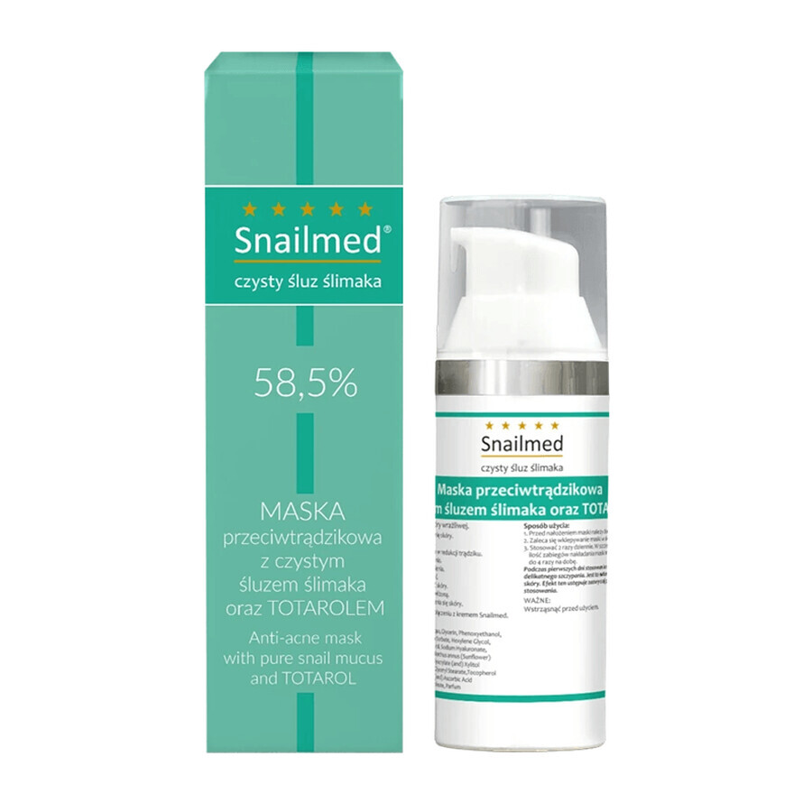 Snailmed Pure Snail Mucus 58,5%, maschera antiacne, con puro muco di lumaca e totarol, 30 ml