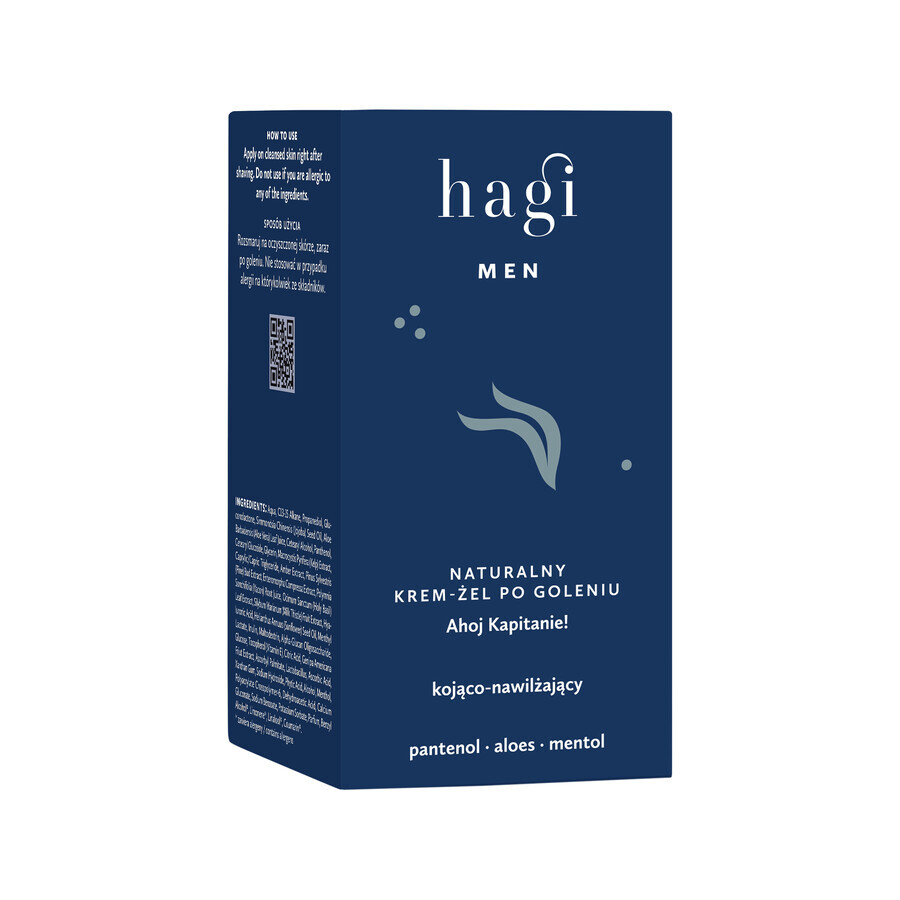 Hagi Men Ahoj Kapitan, gel-crème après-rasage naturel, apaisant et hydratant, 50 ml