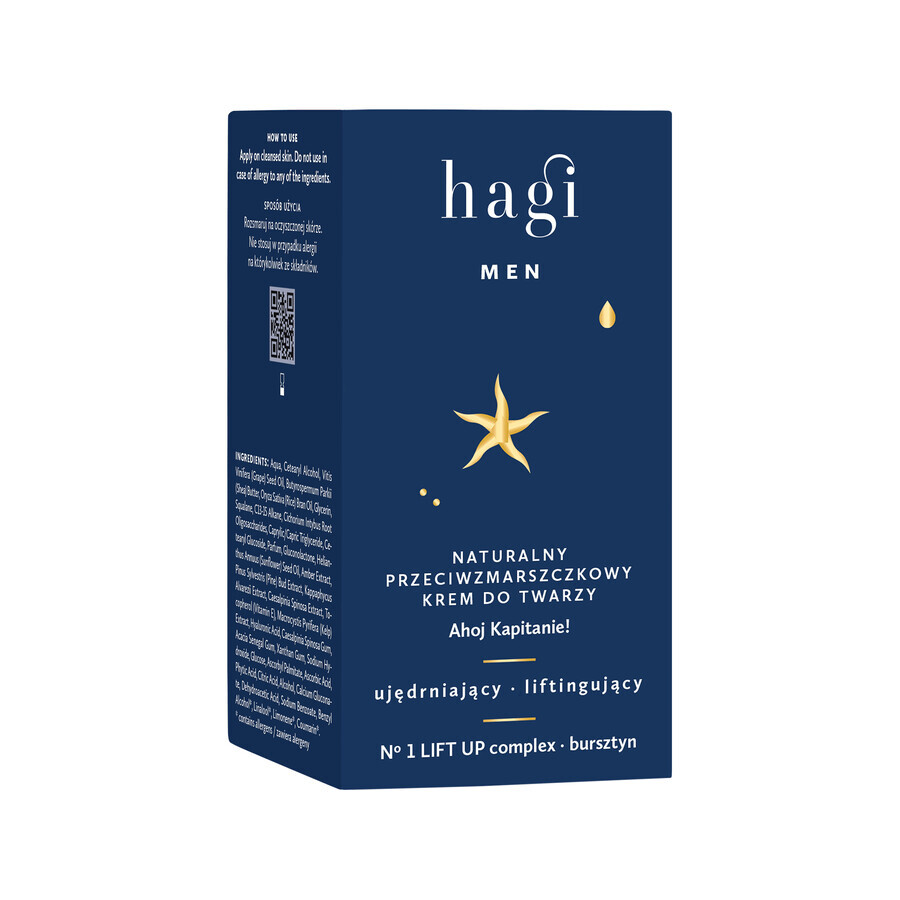 Hagi Men Ahoj Kapitan, natuurlijke anti-rimpel gezichtscrème, verstevigend en liftend, 50 ml