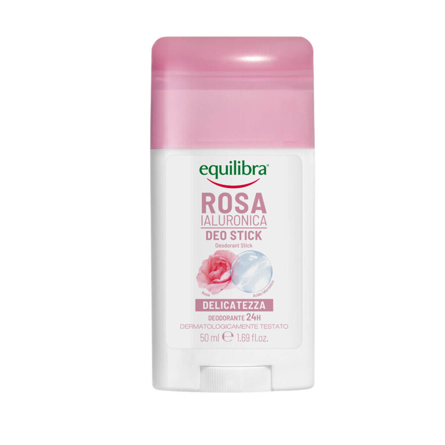 Equilibra Rosa, Desodorante en barra de rosas con ácido hialurónico, 50 ml