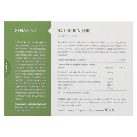 SEMA Lab zur Beruhigung, 30 Kapseln