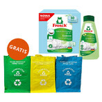 Frosch Set, All In 1 Spülmaschinentabletten, Soda, 30 Stück + Geschirrspülmittel-Gel, Kalk, 650 ml + Recyclingbeutel, 3 Stück gratis