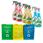 Frosch set, kalkverwijderaar, 2 x 500 ml + reiniger, 2 x 500 ml + keukenreiniger, 2 x 500 ml + recyclezakjes, 3 gratis