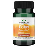 Swanson Folate Quatrefolic, folic acid 800 μg, 30 vegetarian capsules