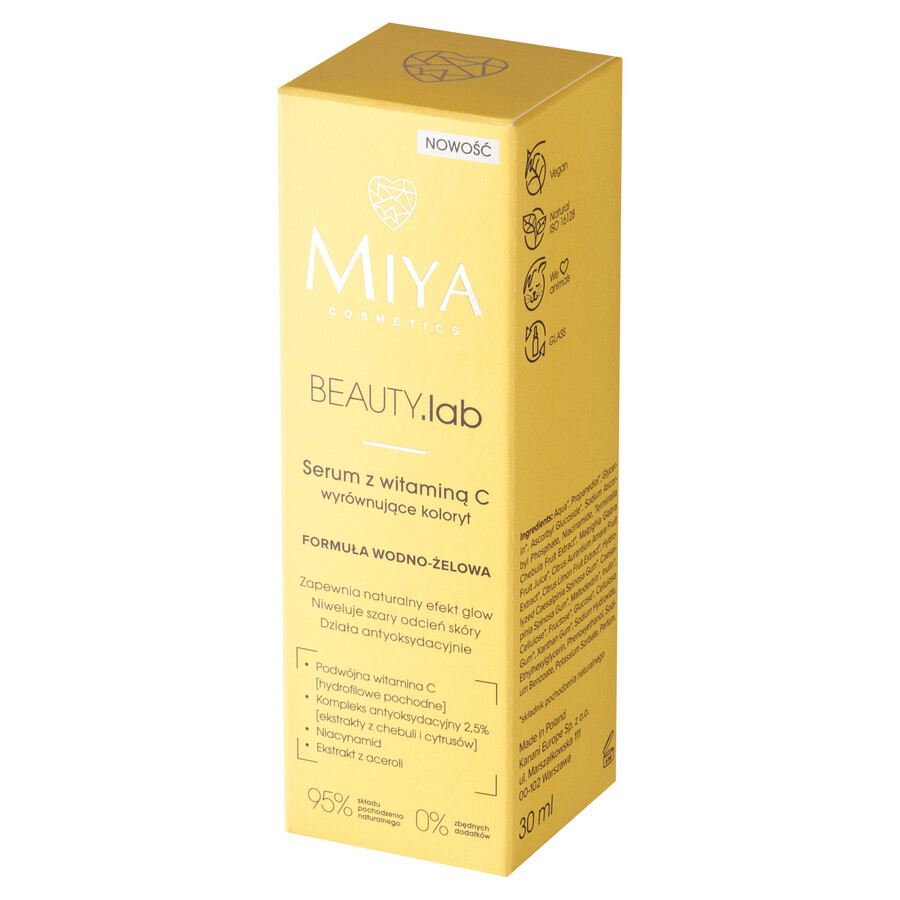 Miya BEAUTY.lab, Suero de vitamina C para unificar el tono de la piel, 30 ml