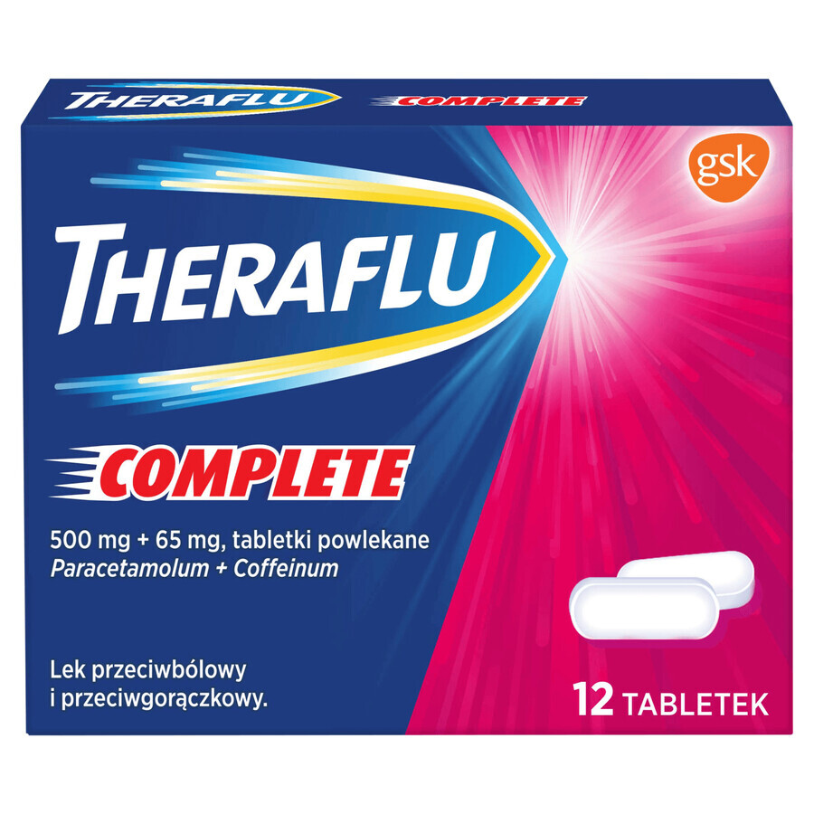 Theraflu Compleet 500 mg + 65 mg, 12 filmomhulde tabletten