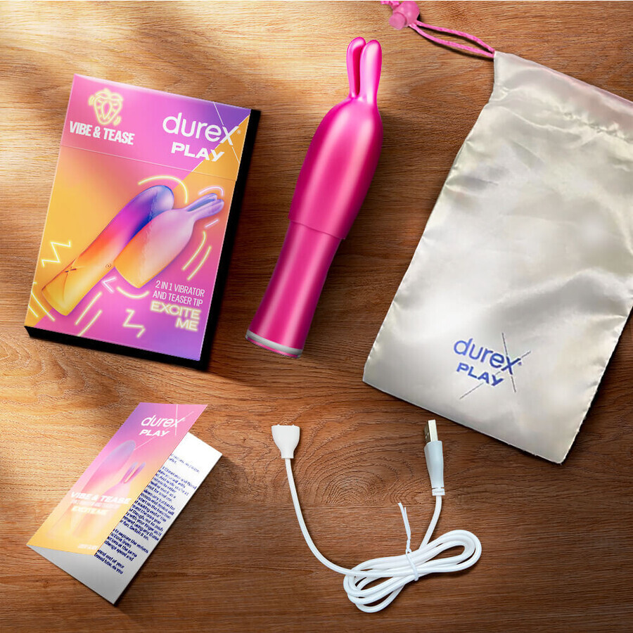 Durex Play Vibe &amp; Tease, 2-in-1 vibrator met stimulerende tip