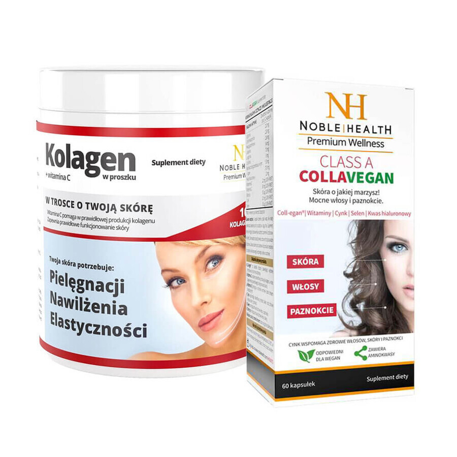 Noble Health Collageen + Vitamine C-set, 100 g + Klasse A CollaVegan, 60 capsules