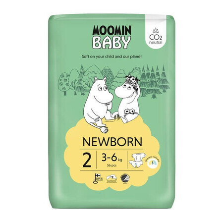 Moomin Baby, luiers, maat 2, 3-6 kg, 56 stuks