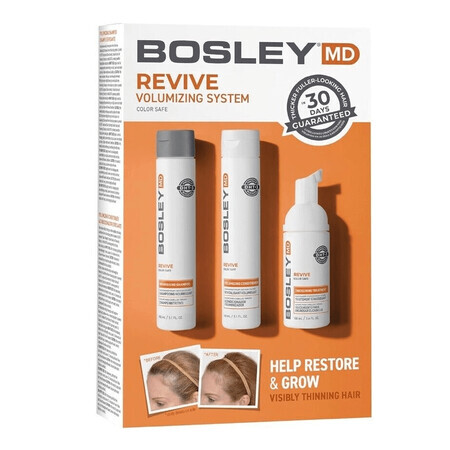 BosleyMD Revive kit om de groei van gekleurd haar te stimuleren, shampoo, 150ml + conditioner, 150ml + mousse, 100ml