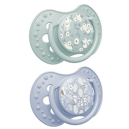 Lovi, pacifier, silicone, dynamic, Blossom Blue, 0-3 months, 2 pieces