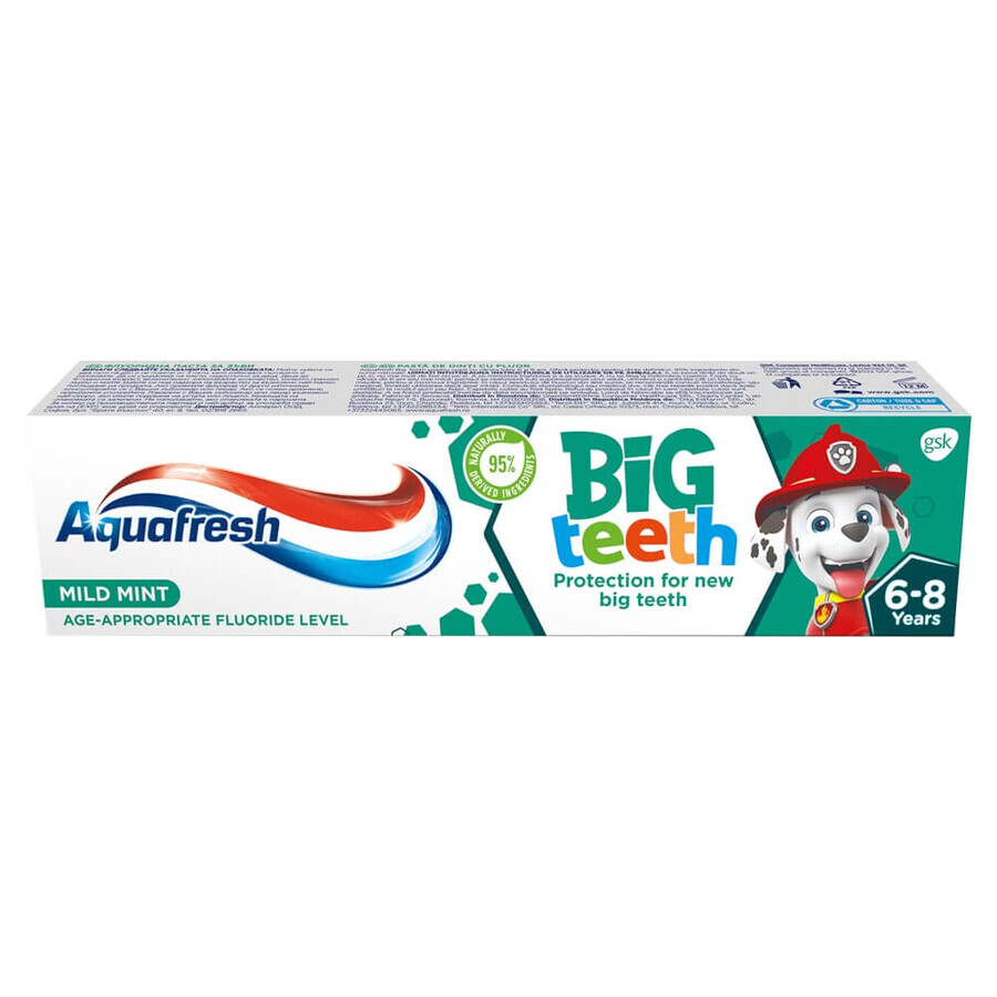 Aquafresh Grote Tanden, tandpasta voor kinderen, 6-8 jaar, Psi Patrol, 50 ml