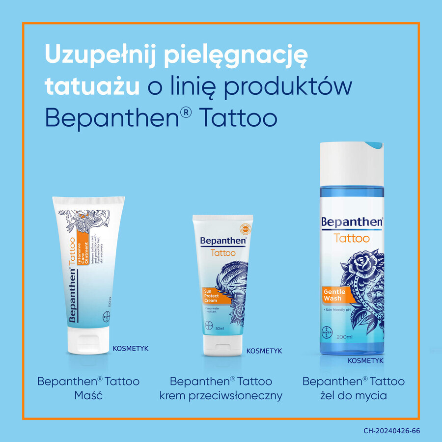 Bepanthen Tattoo, sunscreen for tattooed skin, SPF50+, 50 ml