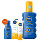 Nivea Sun Kids Protect &amp;amp; Care Set, Kinderbeschermingsspray, SPF 50+, 200 ml + Beschermingscr&#232;me voor het gezicht, SPF 50, 50 ml + Zonnebrandlotion, SPF 30, 30 ml gratis