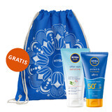 Set Nivea Sun Protect &amp; Moisture, loțiune solară ultrahidratantă, SPF 50+, 150 ml + gel-cremă calmant după plajă, 175 ml + rucsac gratuit