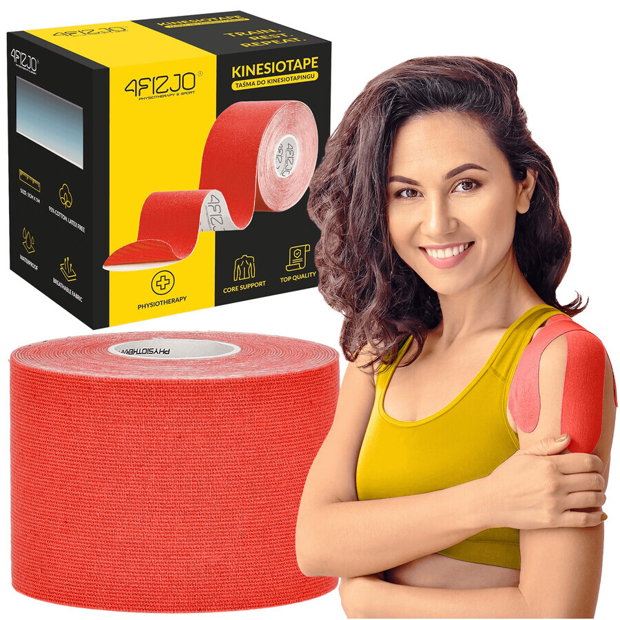 4Fizjo, kinesiotaping tape, rood, 5 cm x 5 m