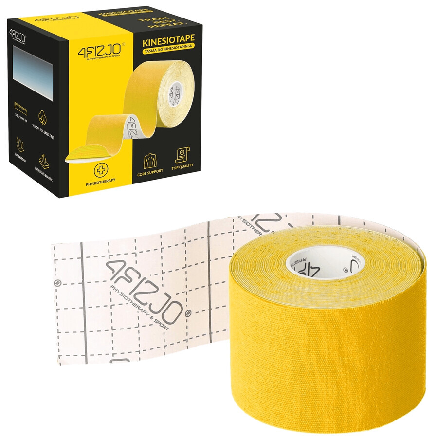 4Fizjo, kinesiotaping tape, geel, 5 cm x 5 m