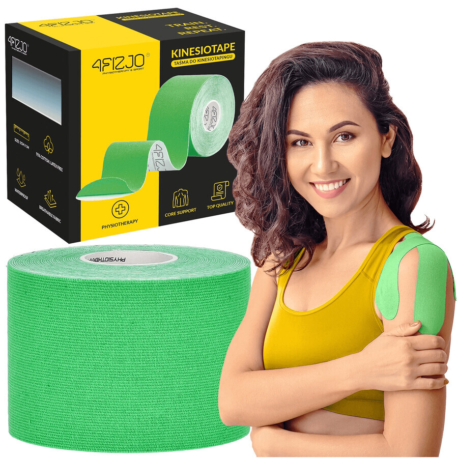 4Fizjo, nastro per kinesiotaping, verde, 5 cm x 5 m