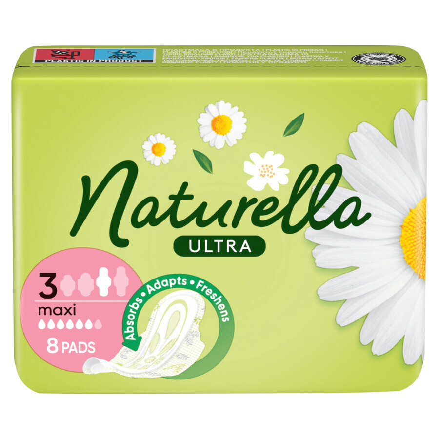 Naturella Ultra, maandverband met vleugels, kamille, Maxi, 8 stuks