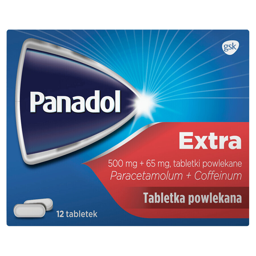 Panadol Extra 500 mg + 65 mg, 12 compresse