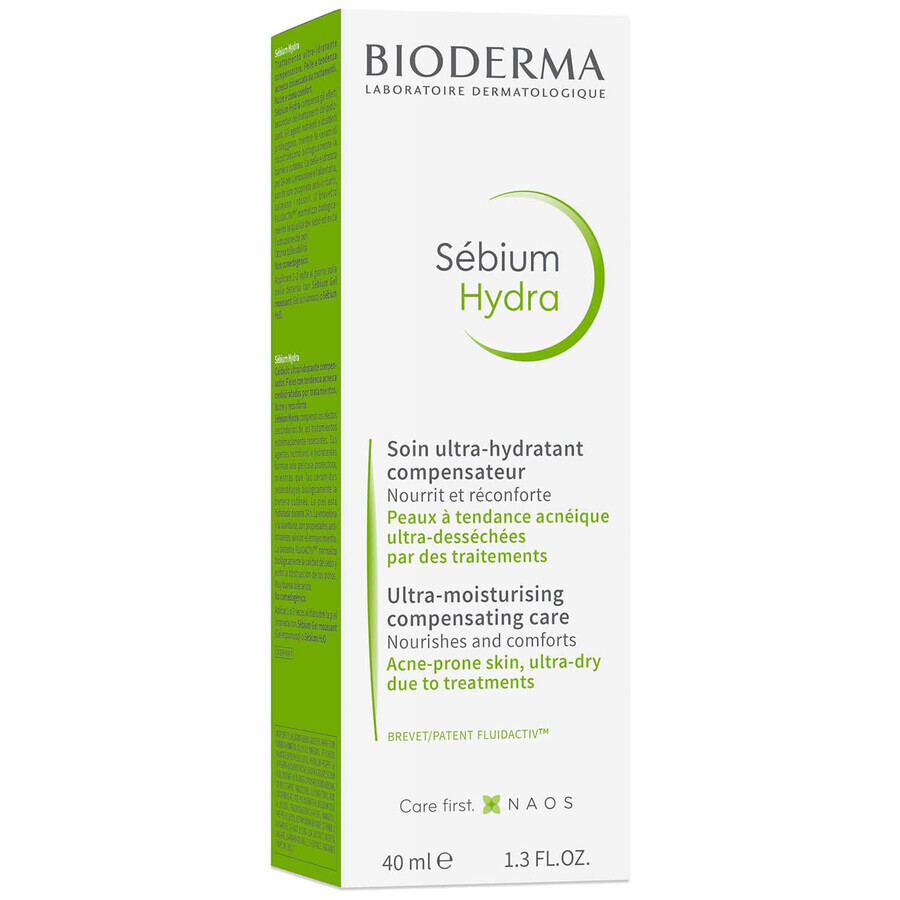 Bioderma Sebium Hydra, cremă hidratantă pentru ten gras și cu tendință acneică, 40 ml