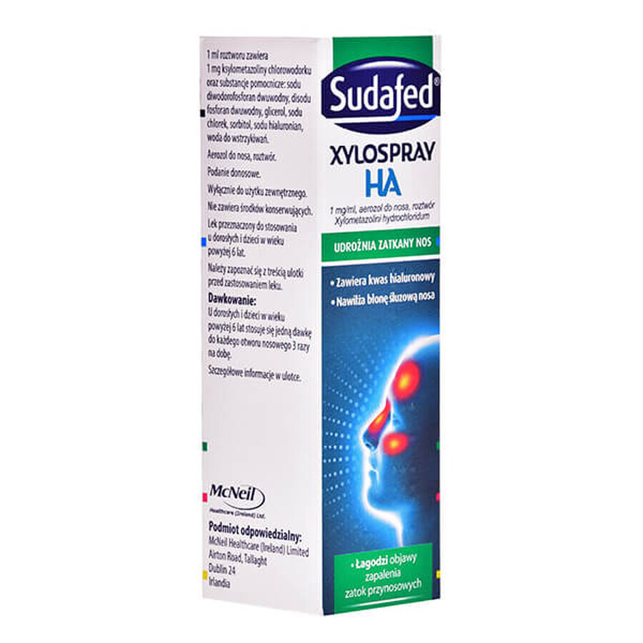 Sudafed XyloSpray HA 1 mg/ml, spray nazal pentru copii de la 6 ani și adulți, 10 ml