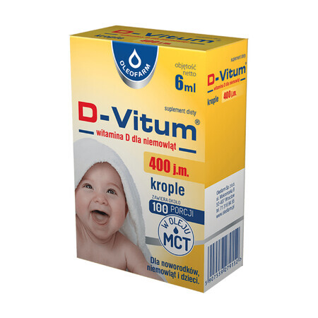 D-Vitum 400 IU, vitamin D for newborns, infants and children, oral drops, 6 ml