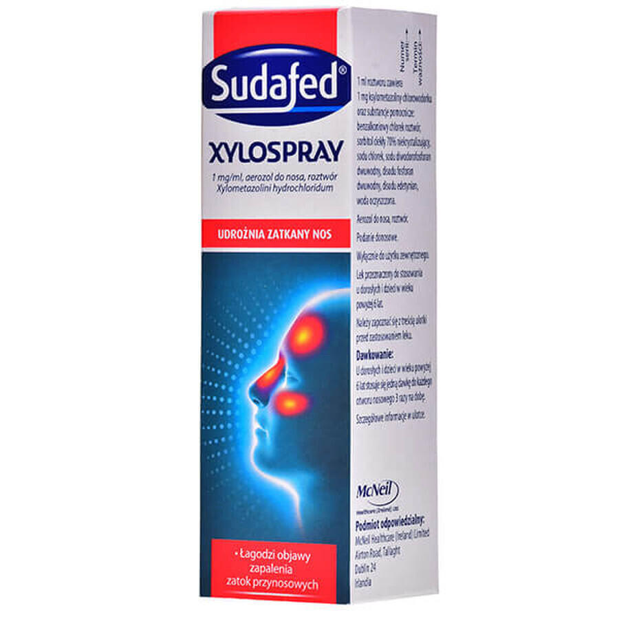 Sudafed XyloSpray 1 mg/ml, Nasenspray für Kinder ab 6 Jahren und Erwachsene, 10 ml