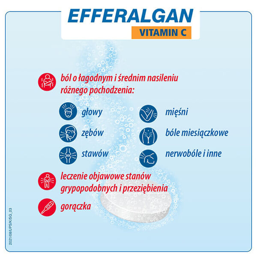 Efferalgan Vitamin C 330 mg + 200 mg, 20 effervescent tablets