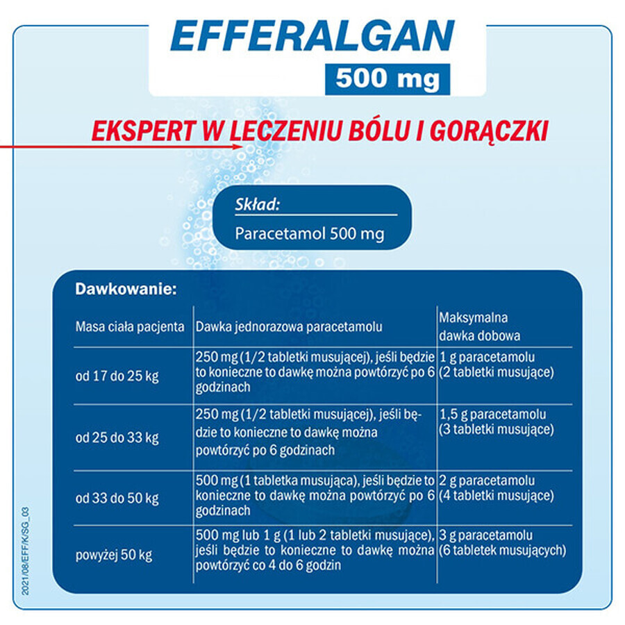 Efferalgan 500 mg, 16 effervescent tablets