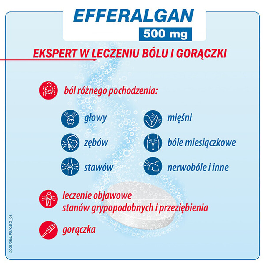 Efferalgan 500 mg, 16 effervescent tablets