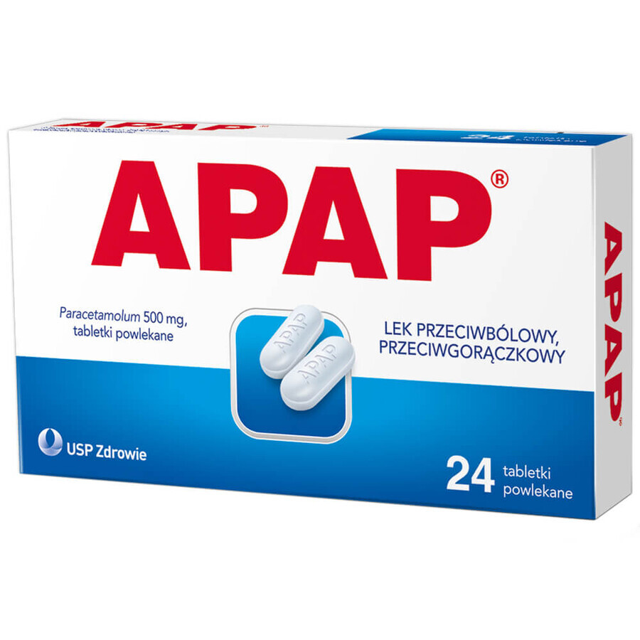 Apap 500 mg, 24 film-coated tablets