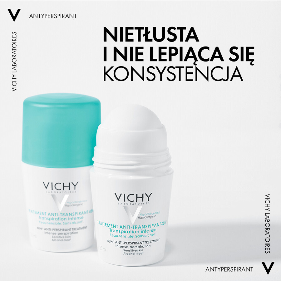 Vichy, antitranspirant roll-on, antitranspirant tegen overmatig zweten, 48 uur, 50 ml