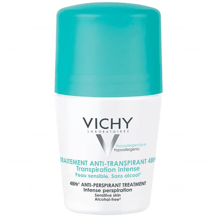 Vichy, antitranspirant roll-on, antitranspirant tegen overmatig zweten, 48 uur, 50 ml