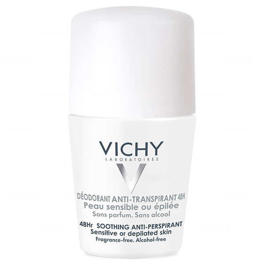 Vichy, roll-on antitraspirante lenitivo per pelli sensibili o dopo la depilazione, 50 ml